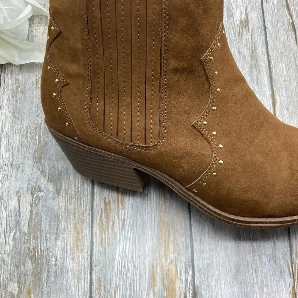 Women's Brown Bling Western Boot Bootie Shoes Size 11